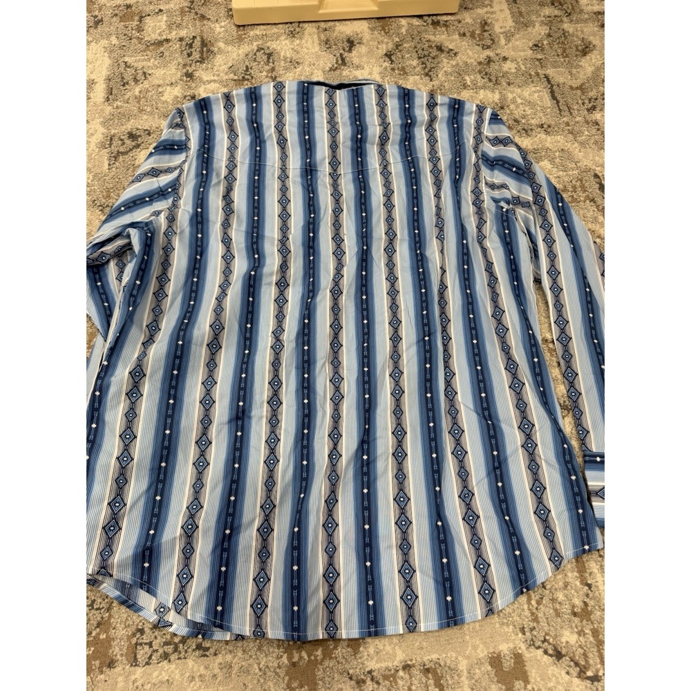 Wrangler Western Shirt Mens XL Pearl Snap Long Sleeve Striped NWT - Picture 9 of 11